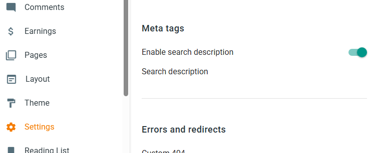 Blogger meta tags
