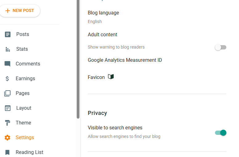 Blogger seo settings