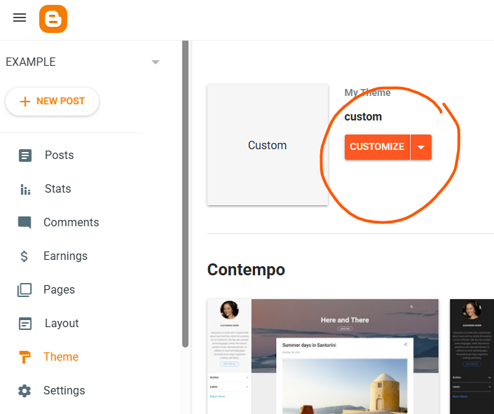 Blogger theme customization